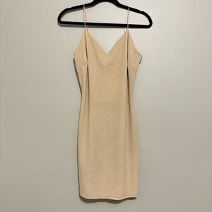 Elegant champagne spaghetti strap mini dress